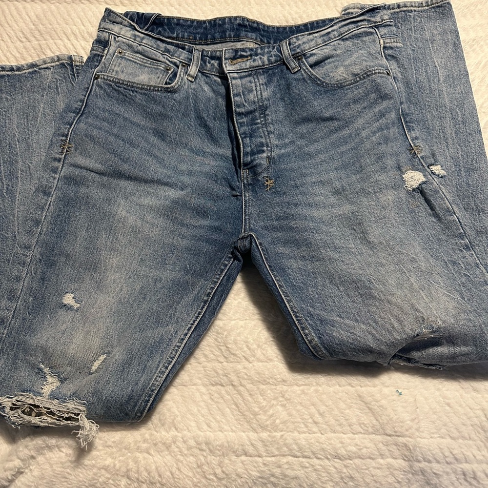 Ksubi Blue Skinny Jeans with Distressing